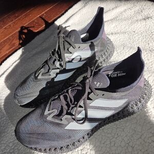 adidas Black Knit Running Sneakers with Iridescent Purple-Blue Accents